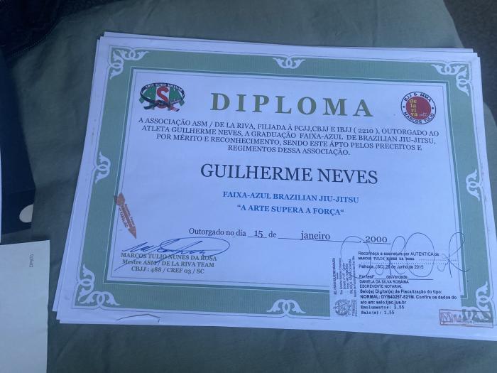 Blue belt certificate