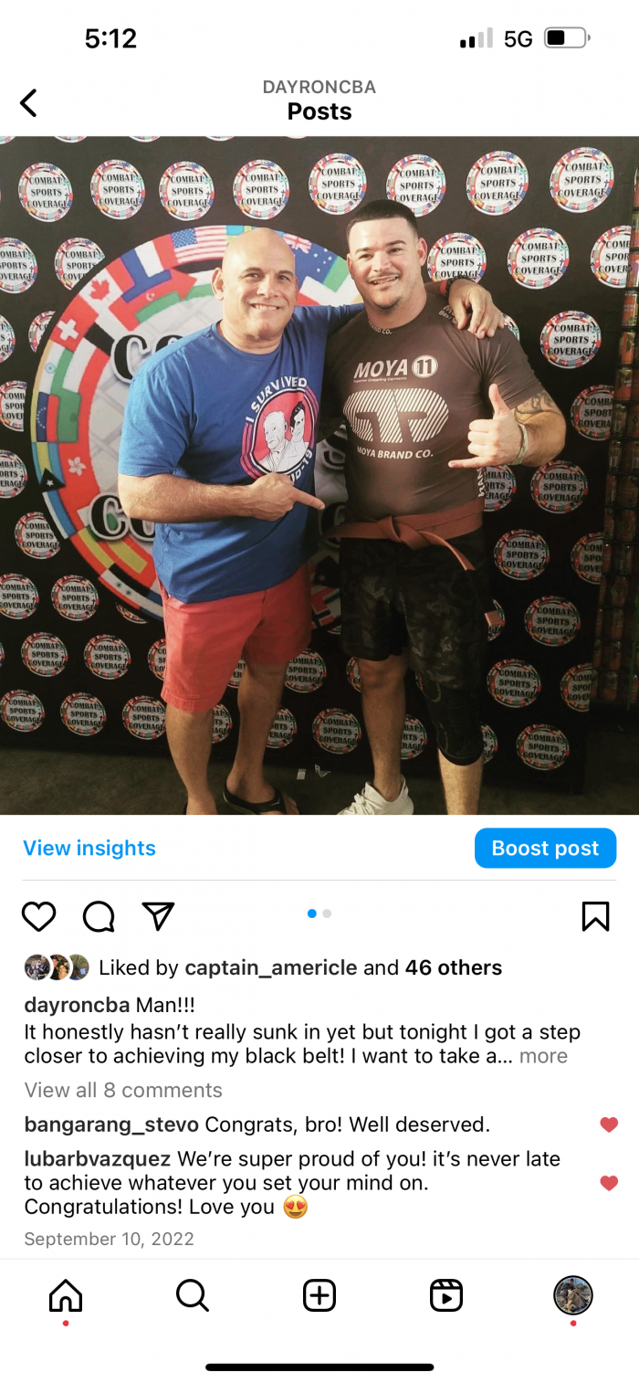 Brown belt · September 10, 2022 · Promoted by Dean Zaino