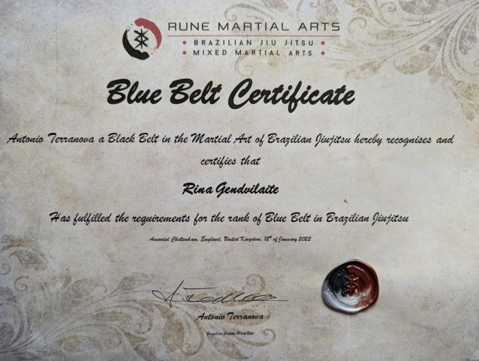 Blue belt · January 12, 2022 · Promoted by Antonio Terranova