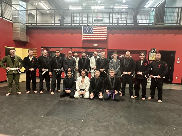 Adult class, guest black belt from local school came to visit. Great times.