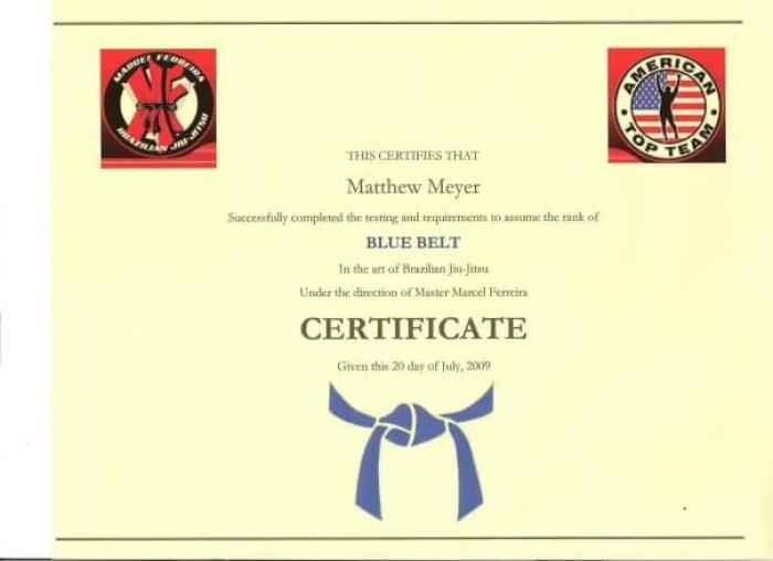 Blue belt · July 20, 2009 · Promoted by Marcel Ferreira