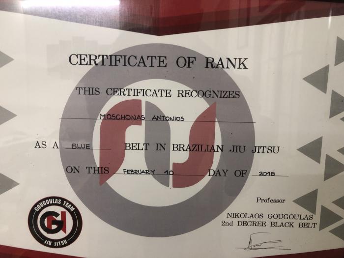 Blue belt · February 10, 2018 · Promoted by Nikos Gougoulas