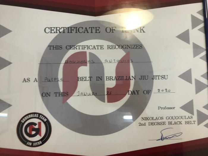 Purple belt · December 17, 2020 · Promoted by Nikos Gougoulas