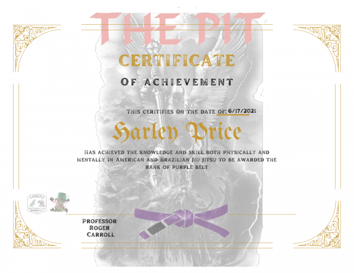 Purple belt · June 17, 2021 · Promoted by Roger Carroll