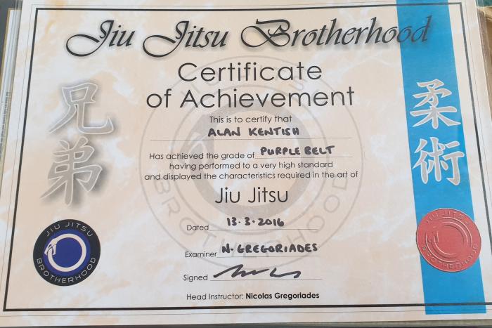 Purple belt · March 13, 2016 · Promoted by Nic Gregoriades