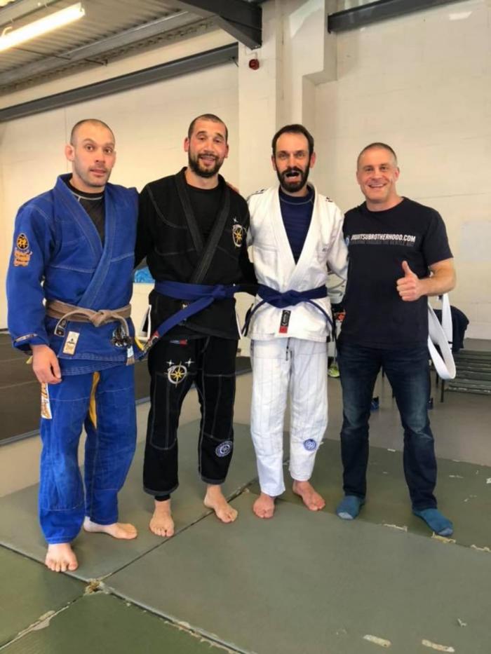 My blue belt promotion with Marc Barton and Alan Kentish