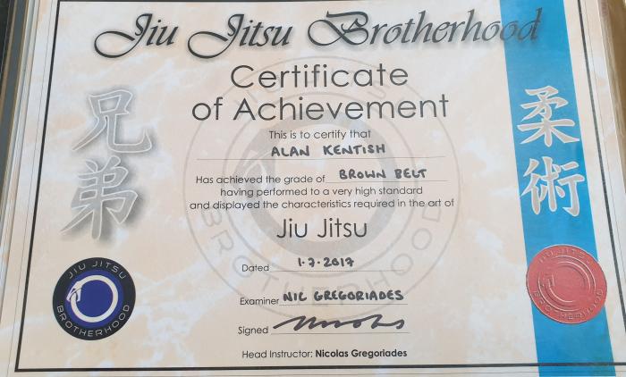 Brown belt · July 1, 2017 · Promoted by Nic Gregpriades