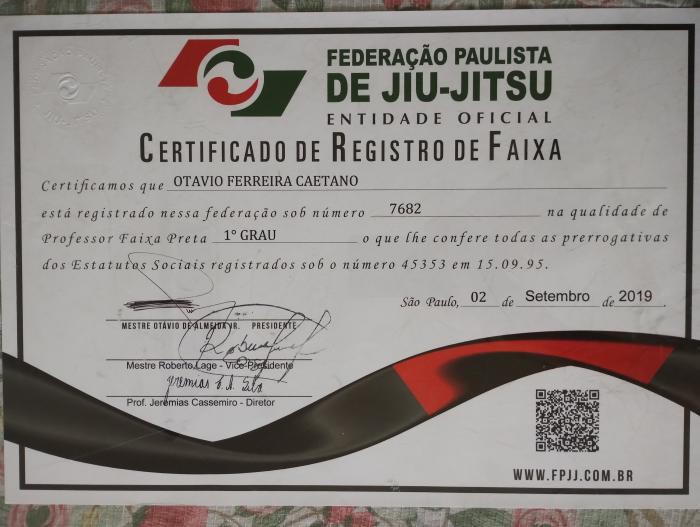 Black belt 1st degree · December 2, 2019 · Promoted by Marco Antonio Barbosa