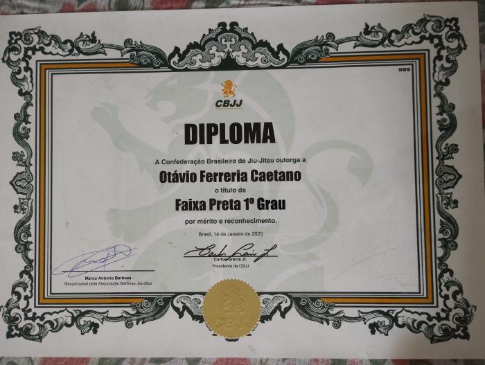 Black belt 1st degree · December 2, 2019 · Promoted by Marco Antonio Barbosa