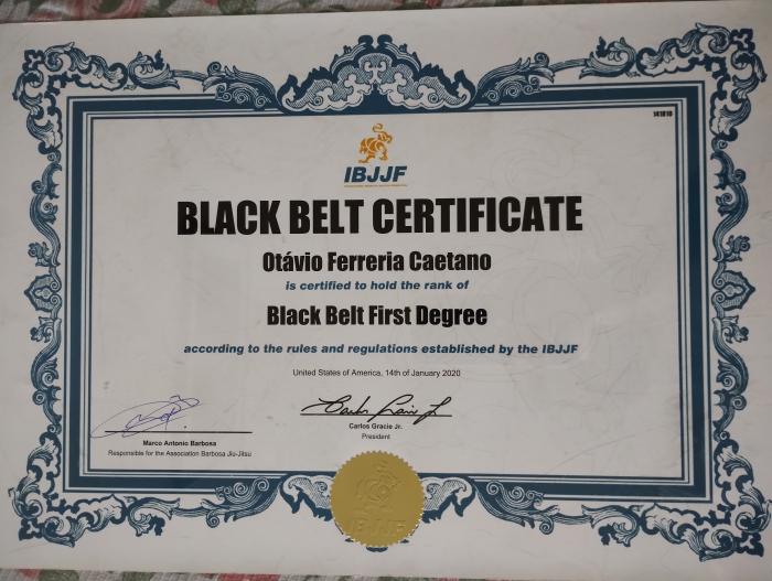 Black belt 1st degree · December 2, 2019 · Promoted by Marco Antonio Barbosa