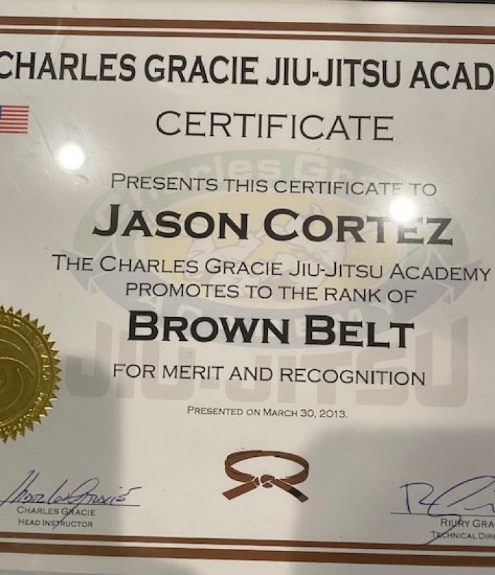 Brown belt · March 30, 2013 · Promoted by Charles Gracie