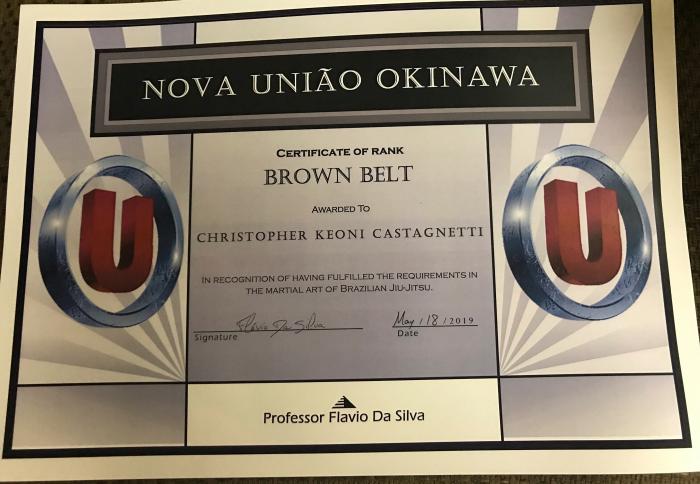 Brown belt · May 18, 2019 · Promoted by Flavio Da Silva