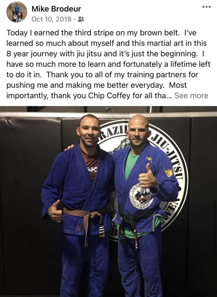 Brown belt · December 10, 2016 · Promoted by Chip Coffey