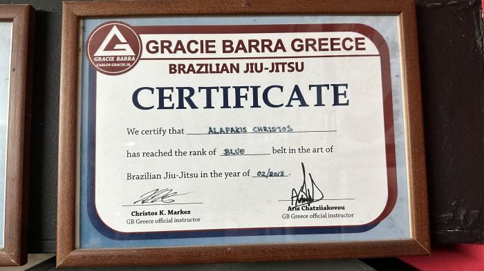 Blue belt · February 19, 2013 · Promoted by Chris Markez - Gracie Barra Greece