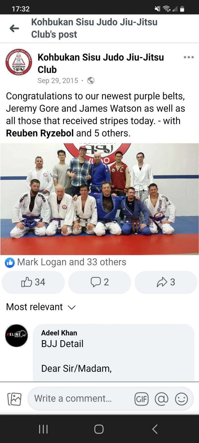 Purple belt · September 29, 2015 · Promoted by Rob Veltman