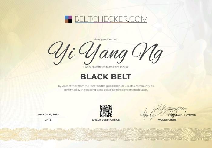 Beltchecker Verified Black Belt Certificate