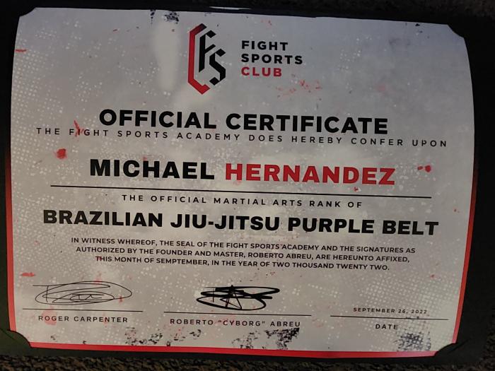 Purple belt · September 26, 2022 · Promoted by Roger Carpenter