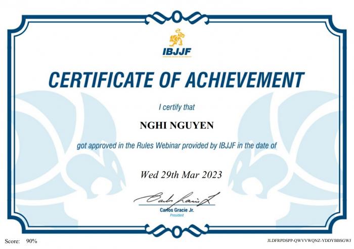 IBJJF Rules Certificate