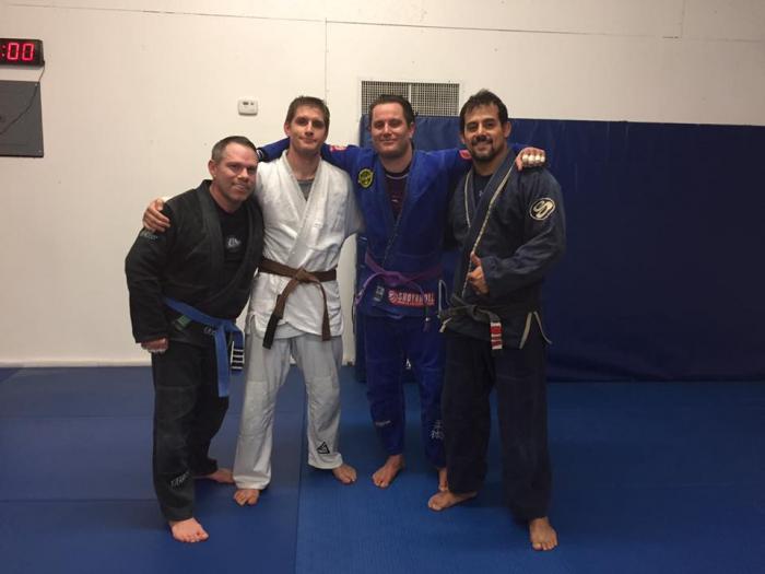 Blue belt 4th stripe by Omar Lira.  Pictured with Omar, Chris Ford, and Ryan Ford 2016