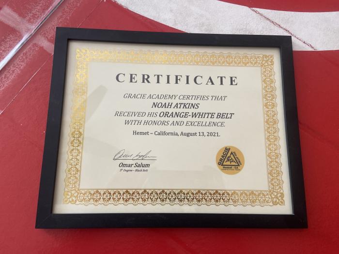 Orange belt · August 13, 2021 · Promoted by Roger Carpenter