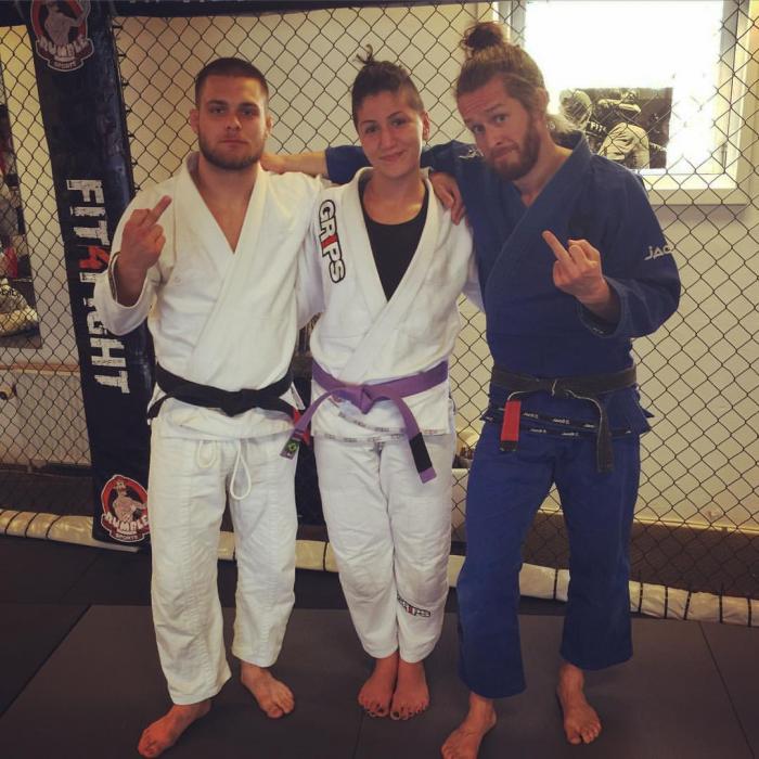 Grading #7 ranked UFC Women's Bantamweight Pannie Kianzad to purple belt alongside #6 ranked Bellator MMA Featherweight Mads Burnell (May 5th 2016)