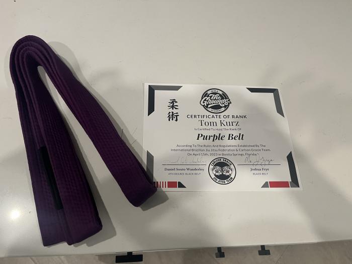 Purple belt · April 15, 2023 · Promoted by Joshua Frye