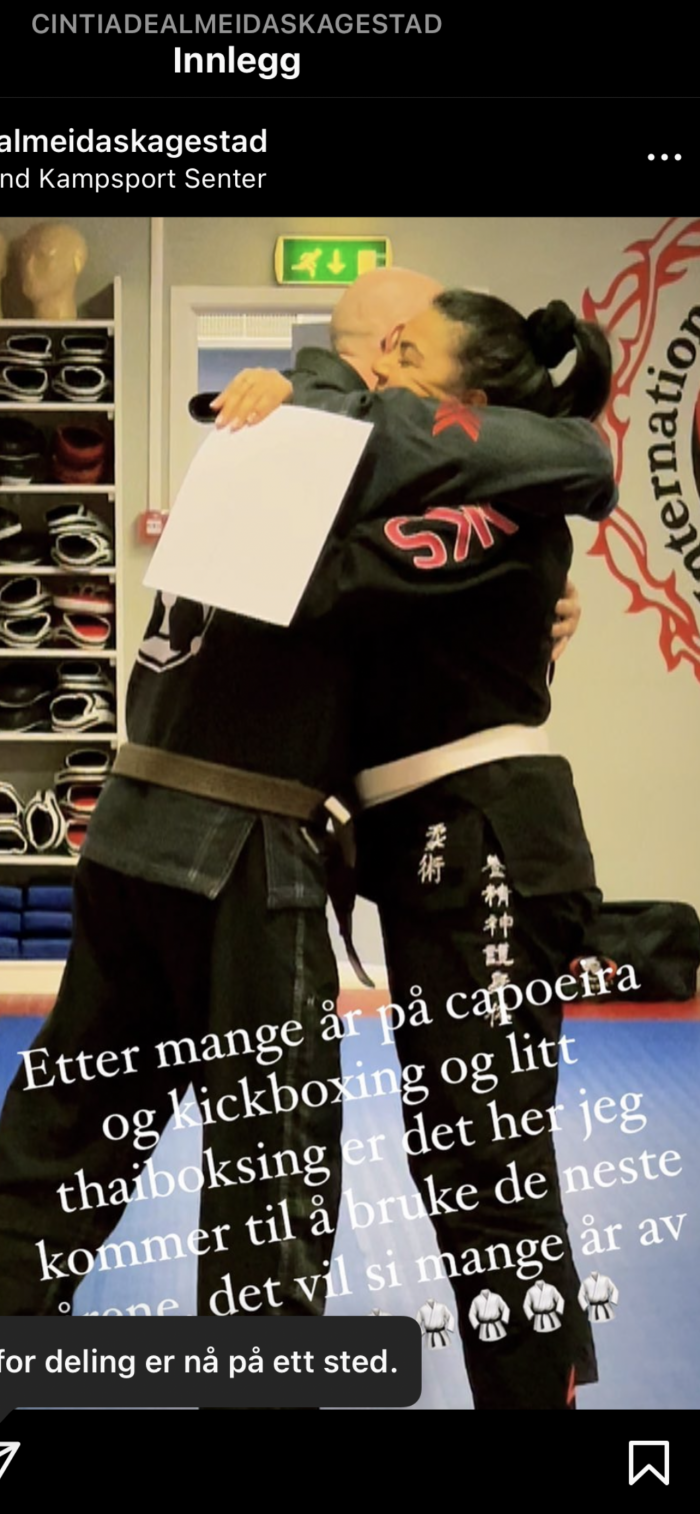 Først stripe på hvit belte!