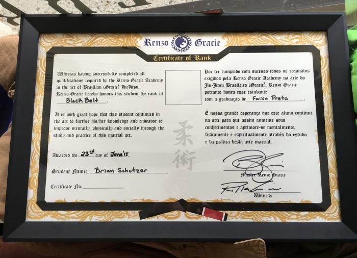 Black belt · June 23, 2015 · Promoted by Renzo Gracie