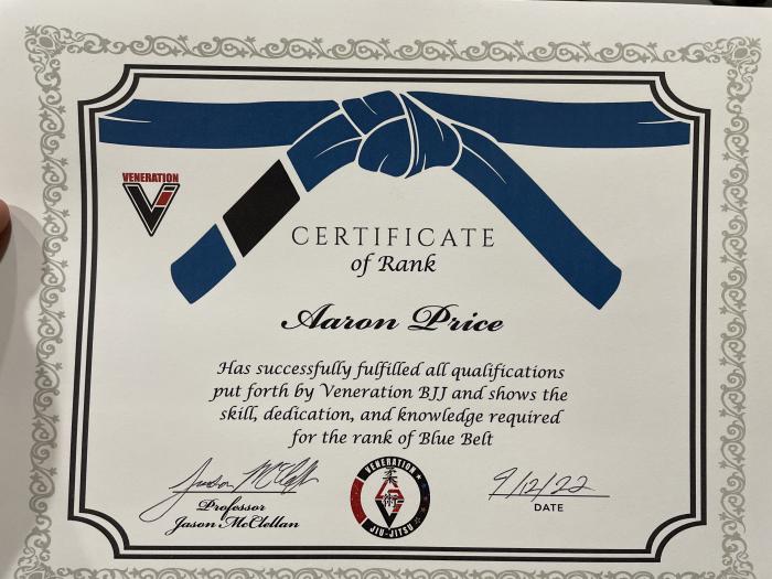 Blue belt · September 26, 2022 · Promoted by Jason McClellan