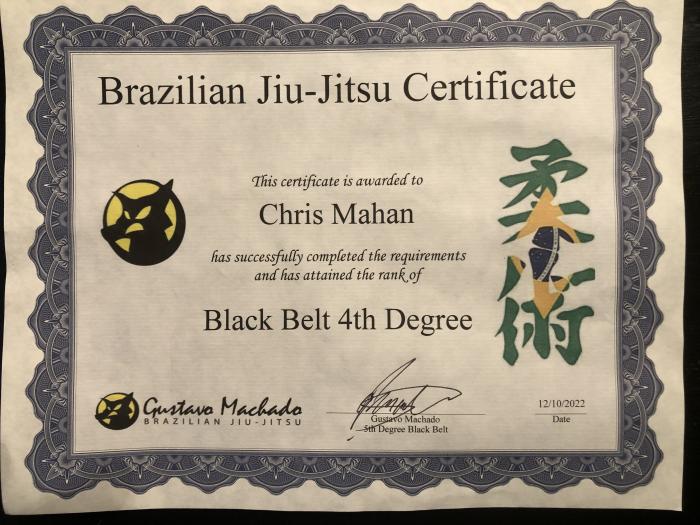 Black belt 4th degree · April 28, 2023 · Promoted by Gustavo “Guga” Machado