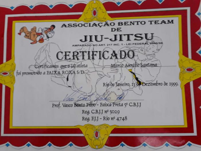 Purple belt · December 13, 1999 · Promoted by Mestre Vasco Bento Filho