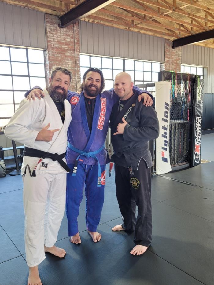 This is my Professor on the left - Professor Jesse Briggs (3rd degree blackbelt and certified instructor under 6th Degree blackbelt Erik Paulson. This picture is in the Academy where I teach