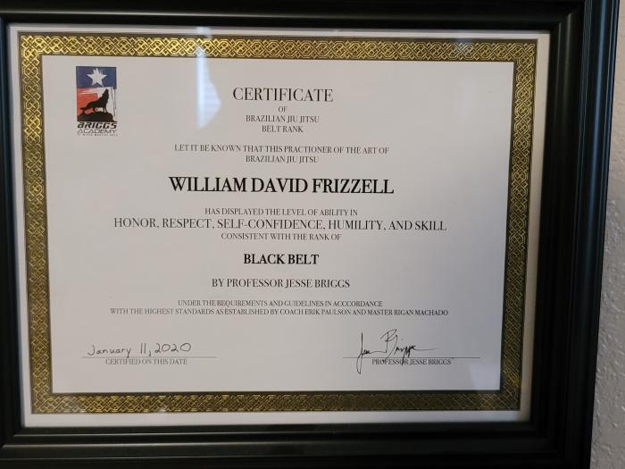My BJJ Blackbelt Certificate