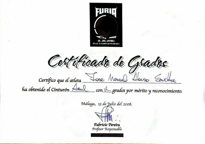 Blue belt · July 13, 2008 · Promoted by Fabricio Pereira Da Silva
