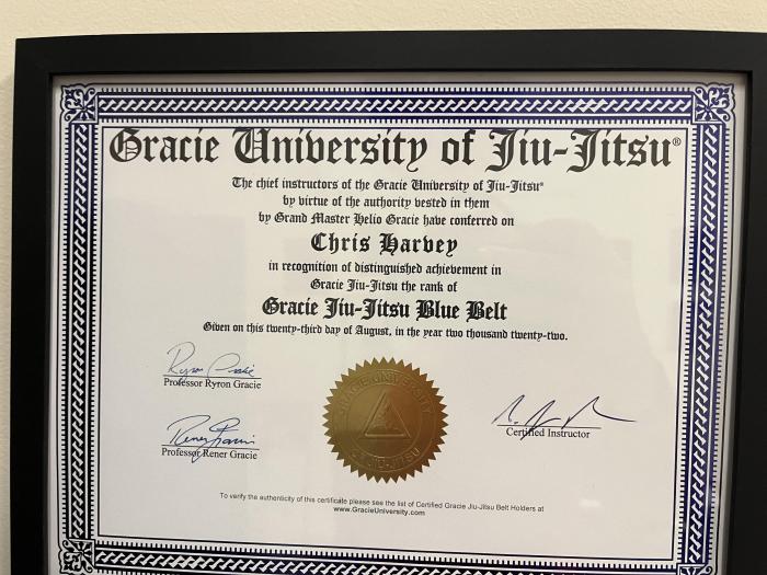 Blue belt · August 23, 2022 · Promoted by Jason Brock