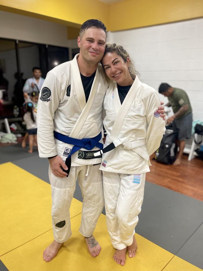 My wife and I on promotion night