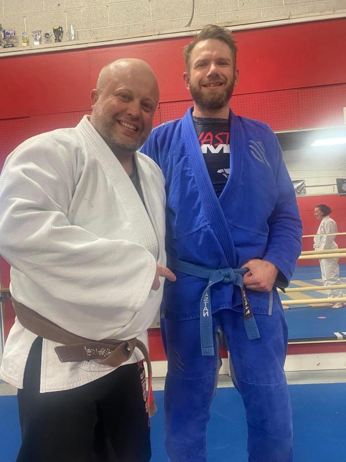 Ryan Mech and I when I received my blue belt