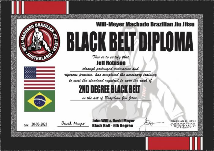 Black belt 2nd degree · March 30, 2021 · Promoted by David Meyer