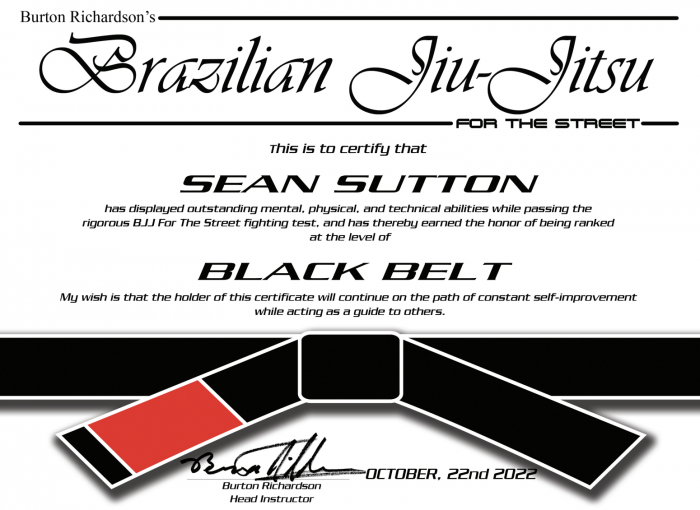 Black belt · October 22, 2022 · Promoted by Burton Richardson