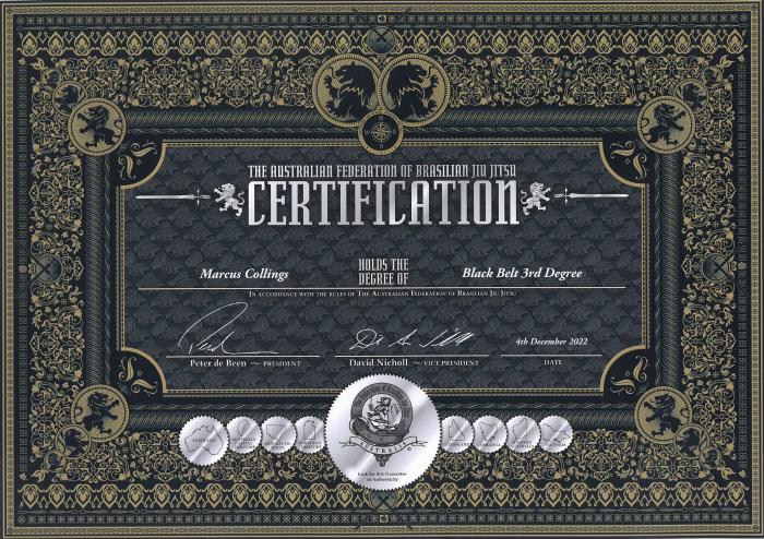 Black belt 3rd degree · December 4, 2022 · Promoted by Neil Barnes Owen McEvoy