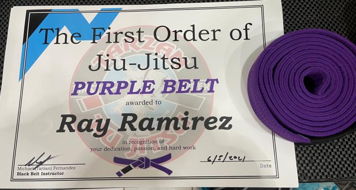 Purple belt · June 5, 2021 · Promoted by Michael Fernandez