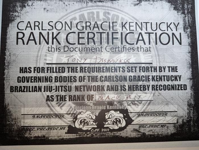 Black belt · February 21, 2015 · Promoted by Michael O'Donnell (& Carlson Gracie Jr)