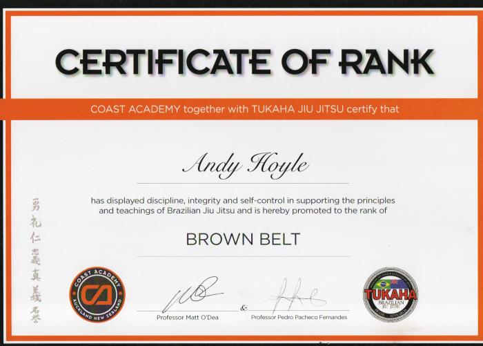 Brown belt · November 29, 2020 · Promoted by Matt O'Dea