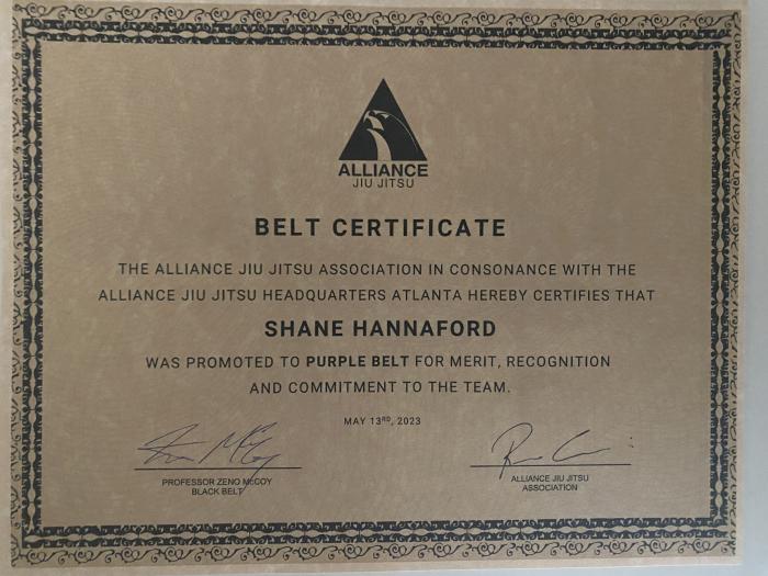 Purple belt · May 13, 2023 · Promoted by Zeno McCoy