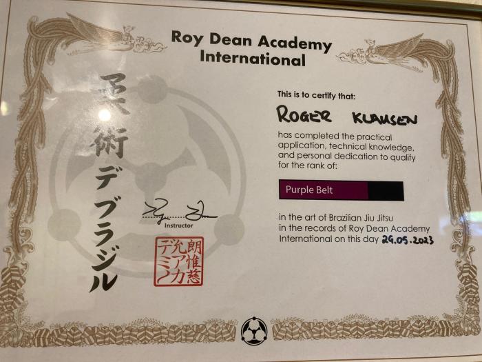 Purple belt · May 29, 2023 · Promoted by Richard Haye