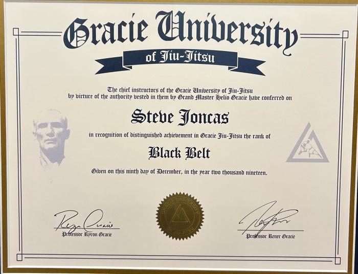 Black belt certificate December 2019