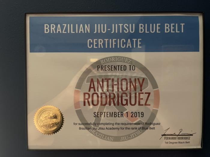 Blue belt · September 1, 2019 · Promoted by Fernando Rodriguez Jr
