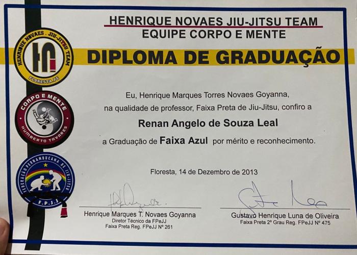 Blue belt · December 14, 2013 · Promoted by Henrique Novaes