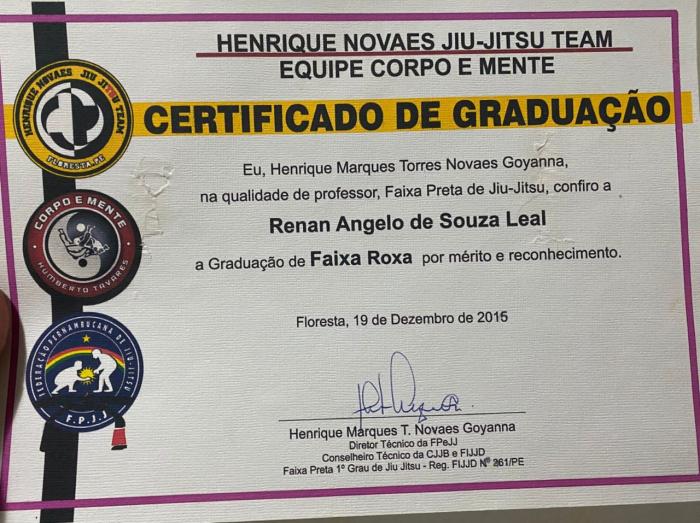 Purple belt · December 19, 2015 · Promoted by Henrique Novaes