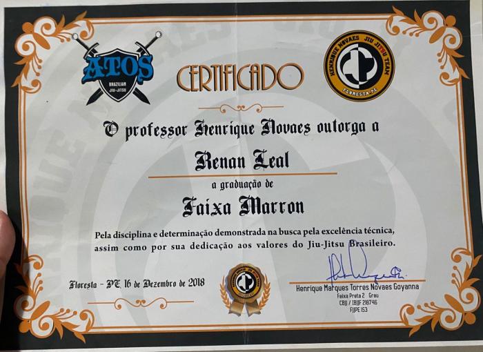 Brown belt · December 16, 2018 · Promoted by Henrique Novaes
